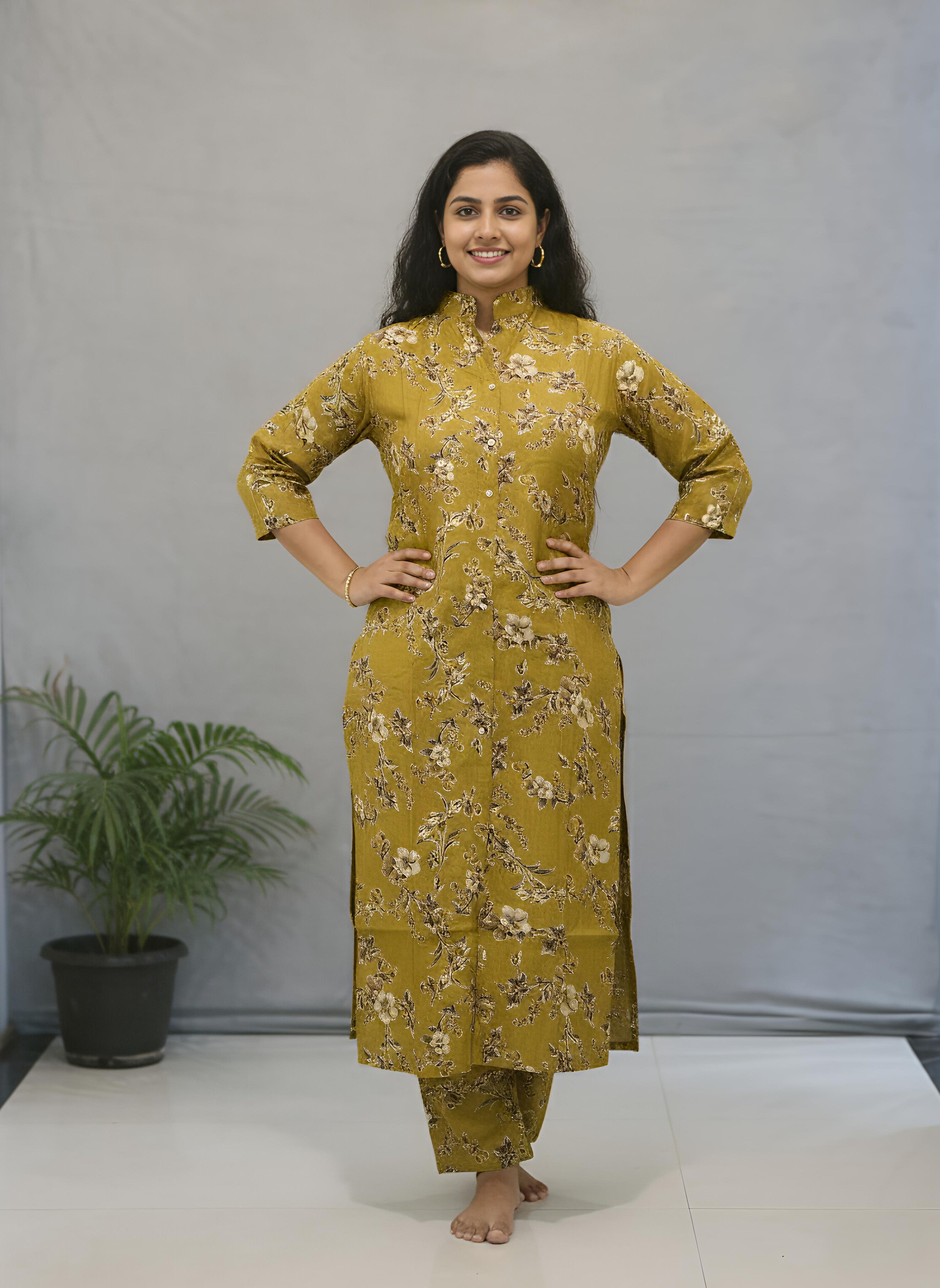 Chinese Collar Cord Set with Pockets | 3 Shades