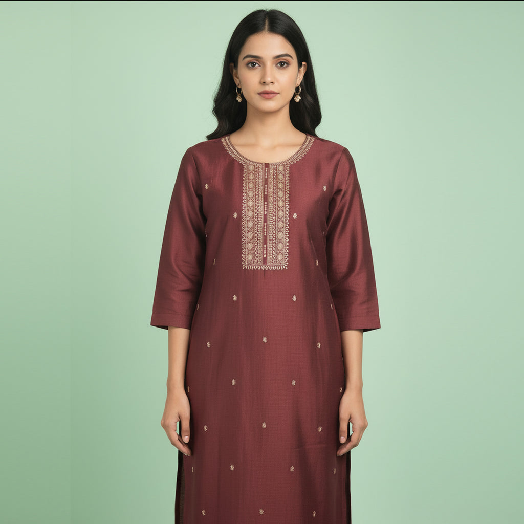Kurti | VIjithra Silk| Copper Brown