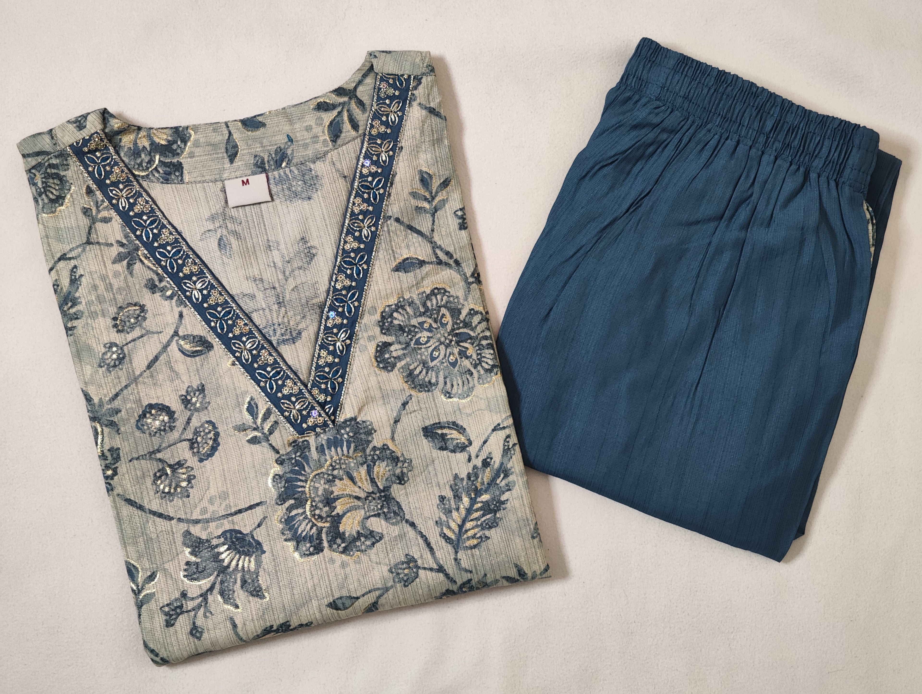 Floral Print | V Neck Cord Set | 2 Shades (Oxblood and Imperial Blue)