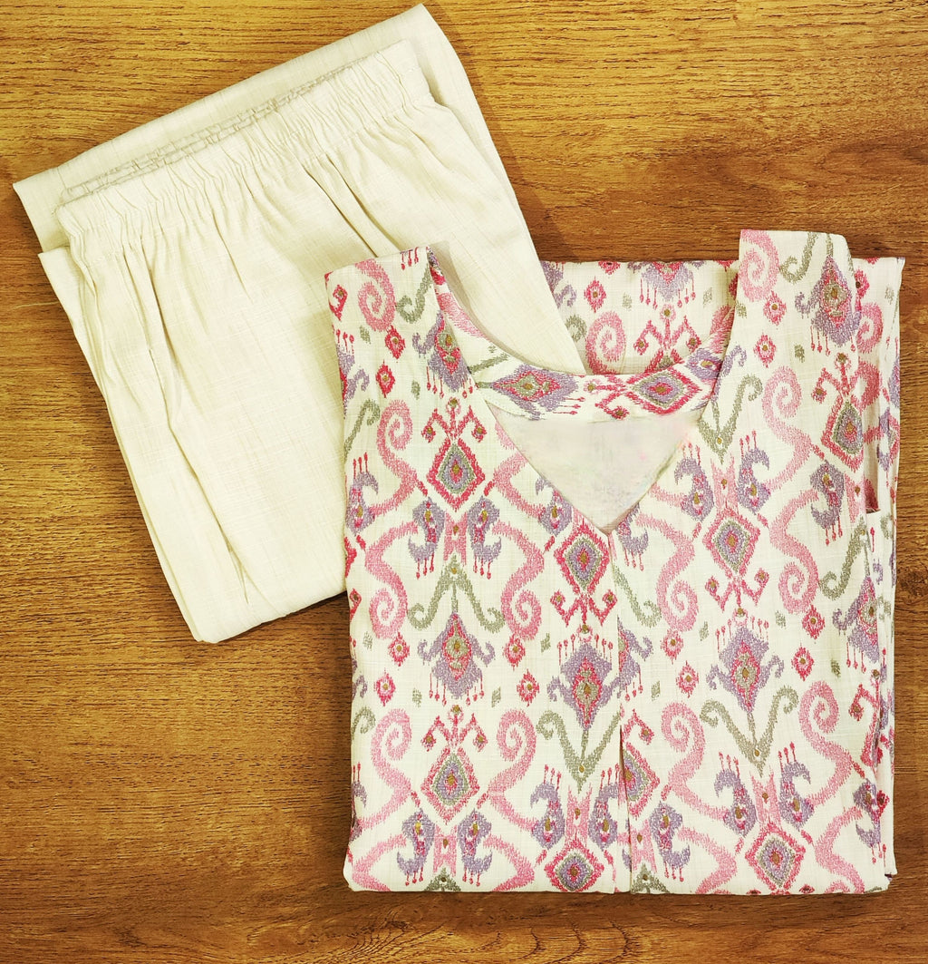 Petal-Drop, the Trendsetter | Cord Set | Pink and Beige