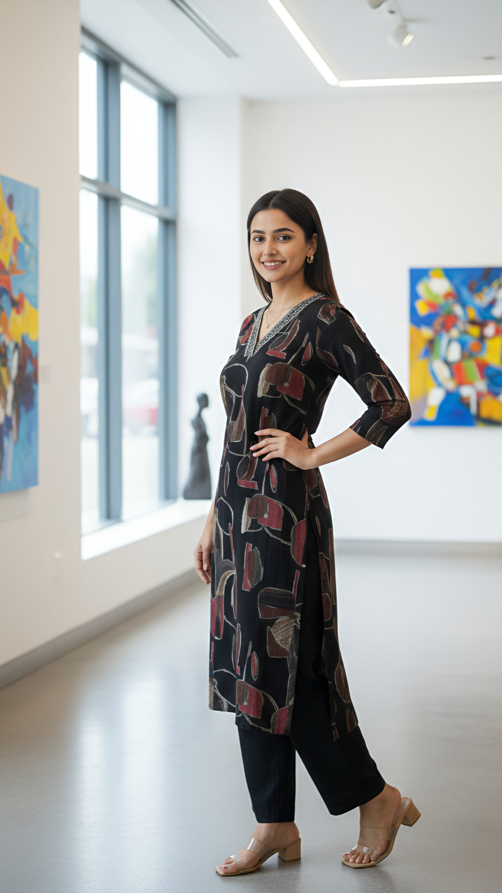 Obsidian Black | V Neck Cord Set with Pocket