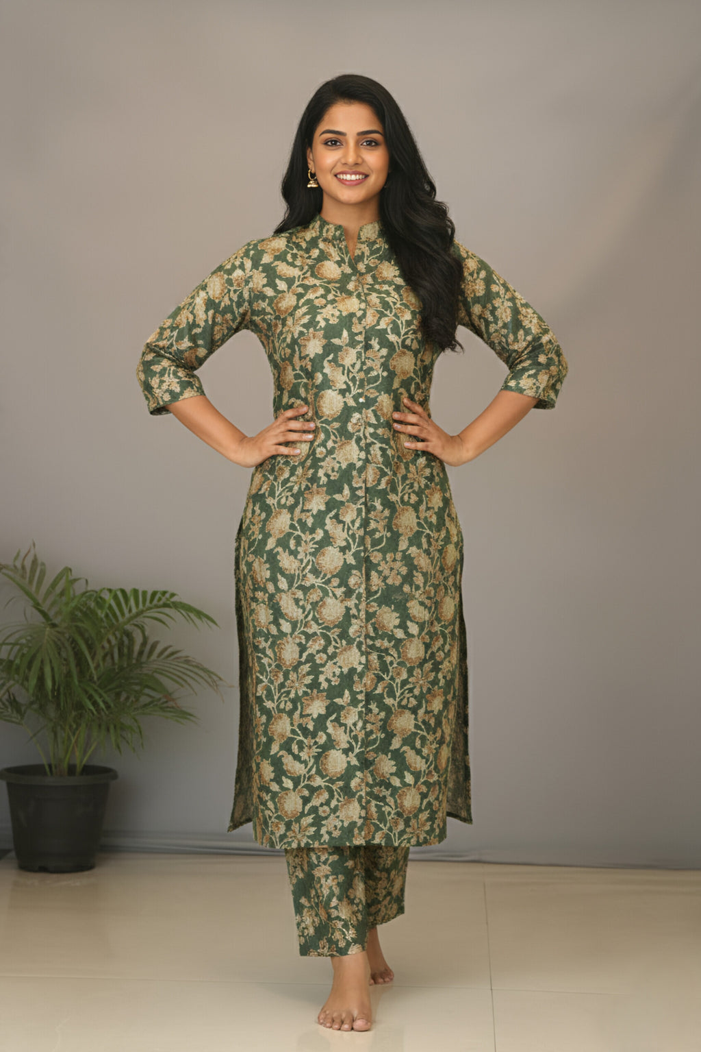 Chinese Collar Cord Set with Pockets | 3 Shades