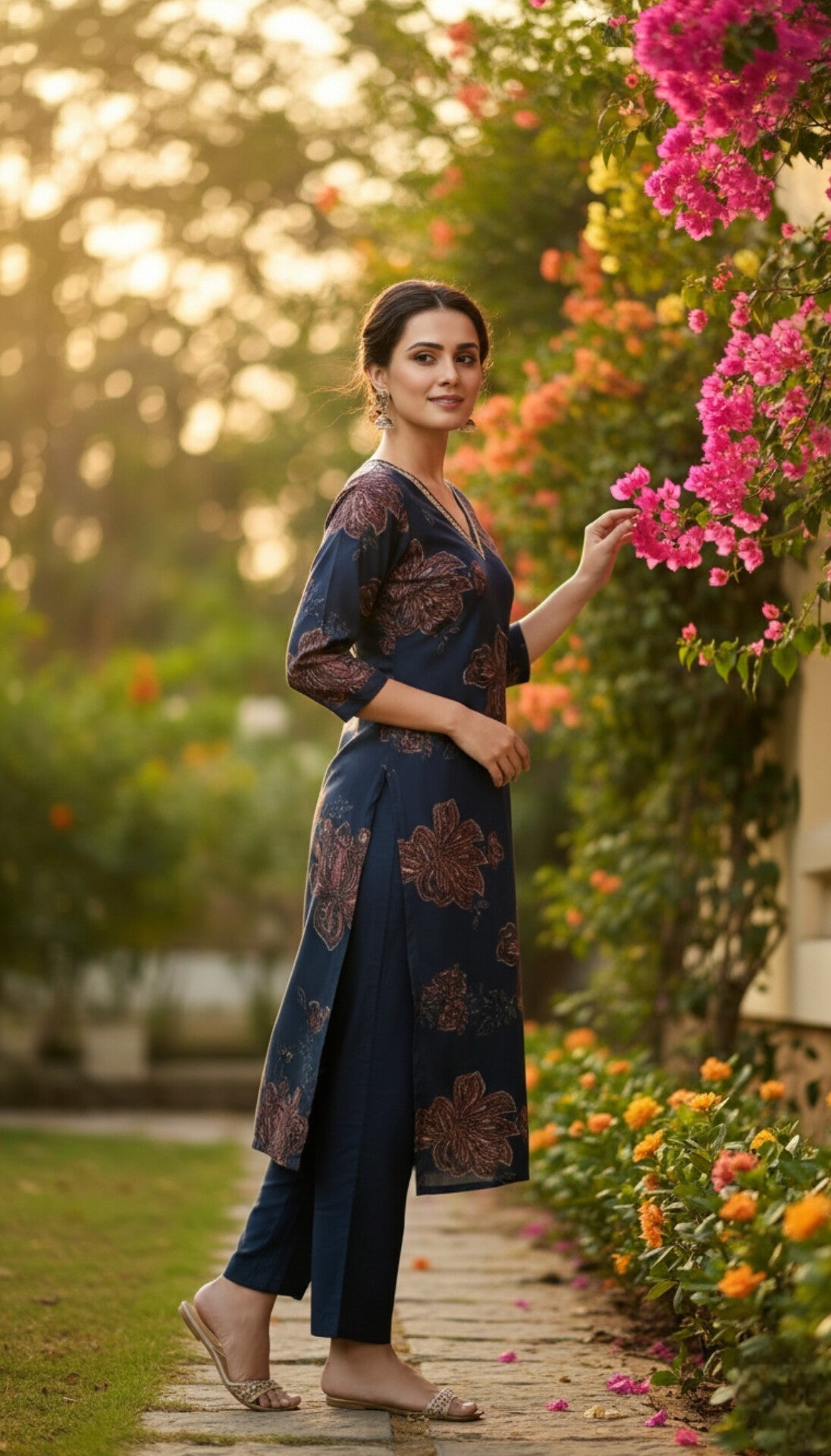 Stellar Navy | Trendy V Neck Cord Set