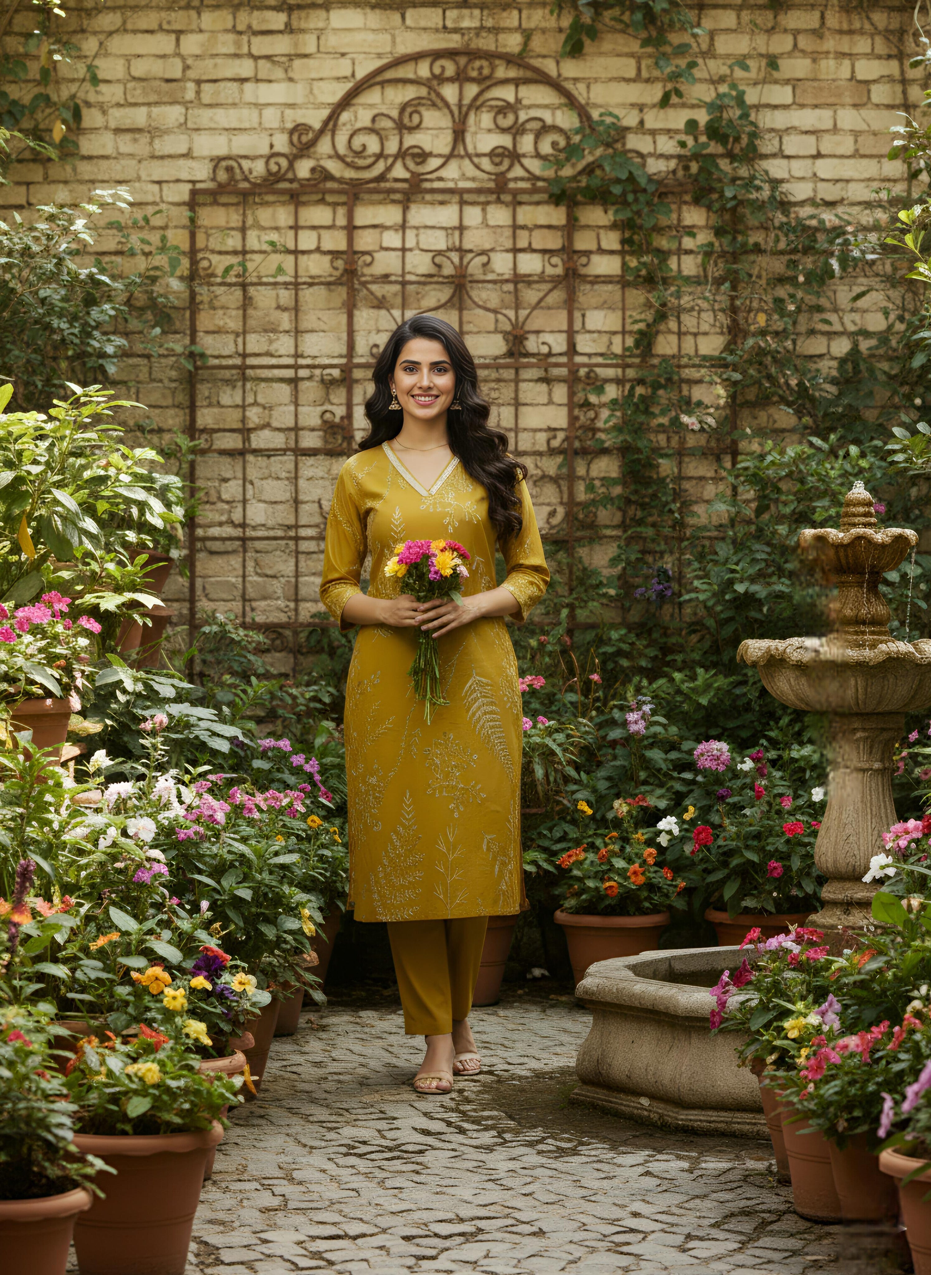 Harvest Gold | Trendy V Neck Cord Set