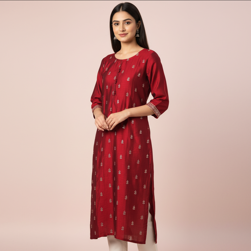 Kurthi | Tissue Silk | Happy Red
