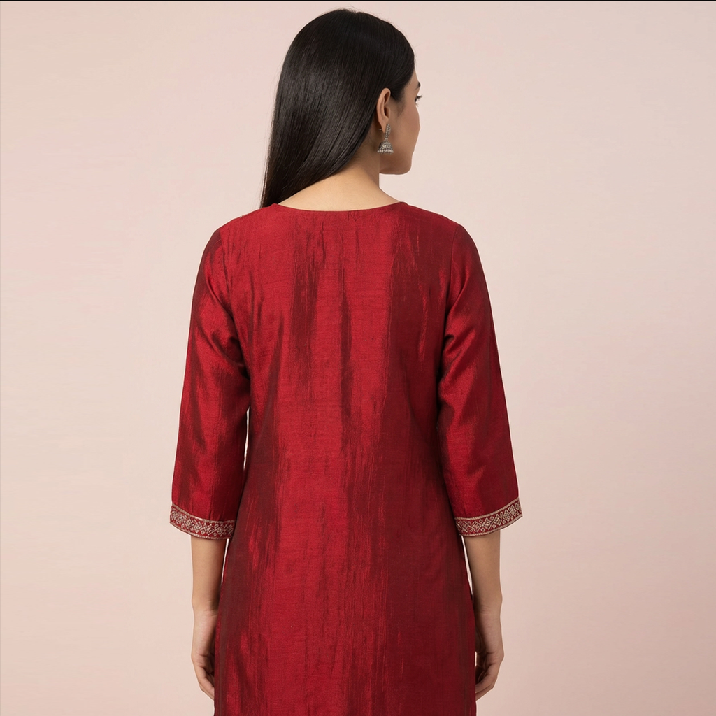 Kurthi | Tissue Silk | Happy Red