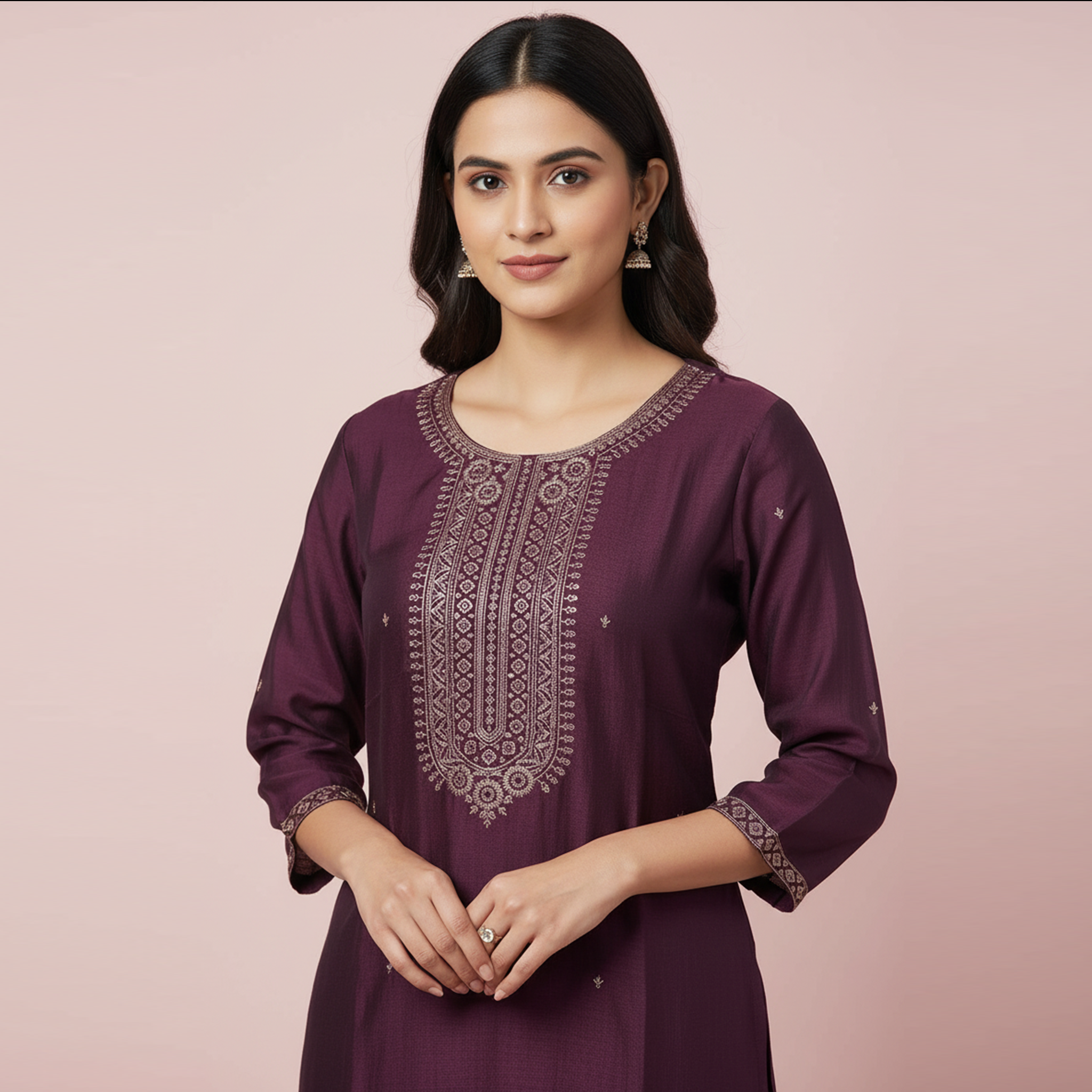 Kurthi | Tissue Silk | Wine