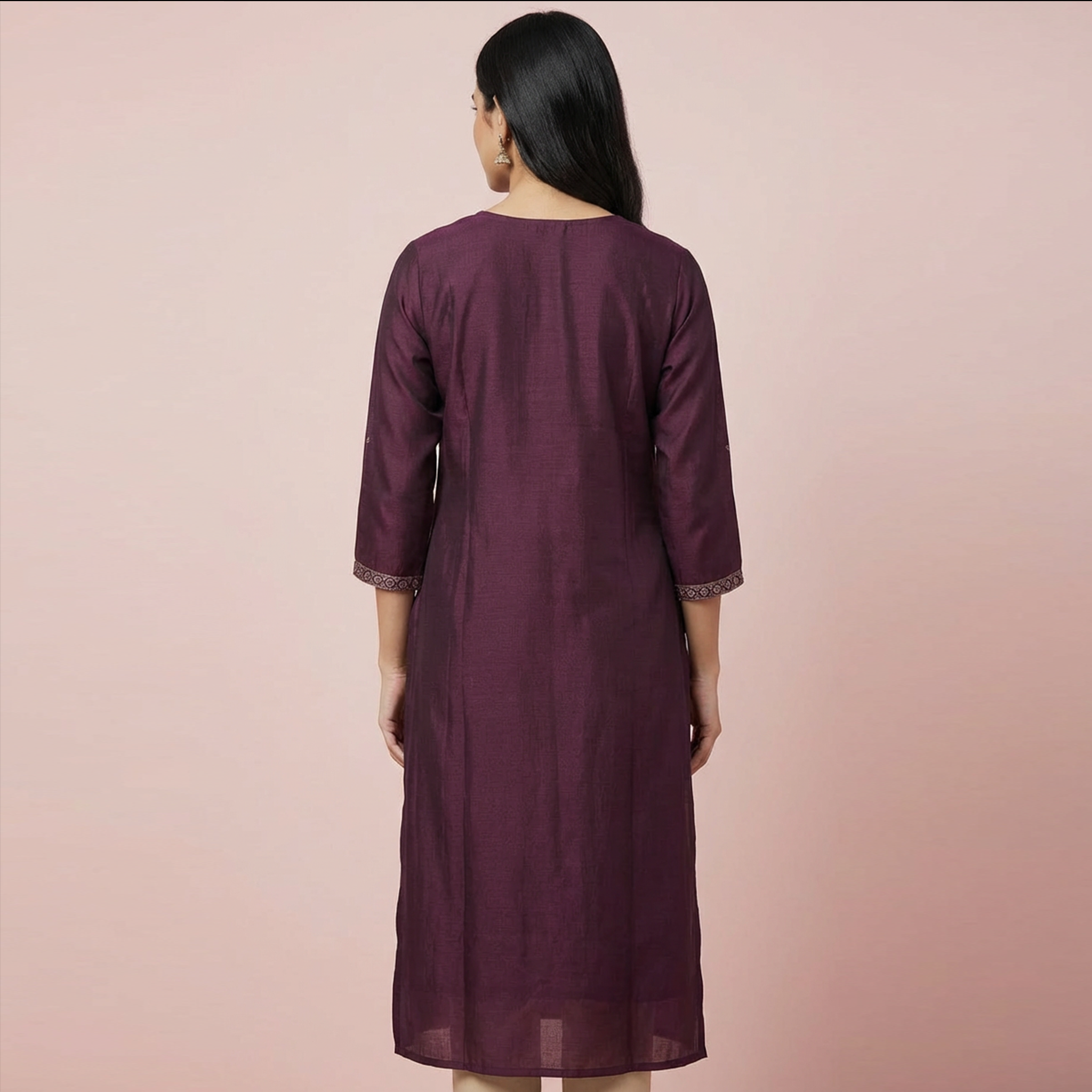 Kurthi | Tissue Silk | Wine