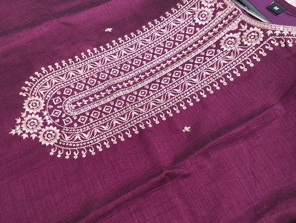 Kurthi | Tissue Silk | Wine