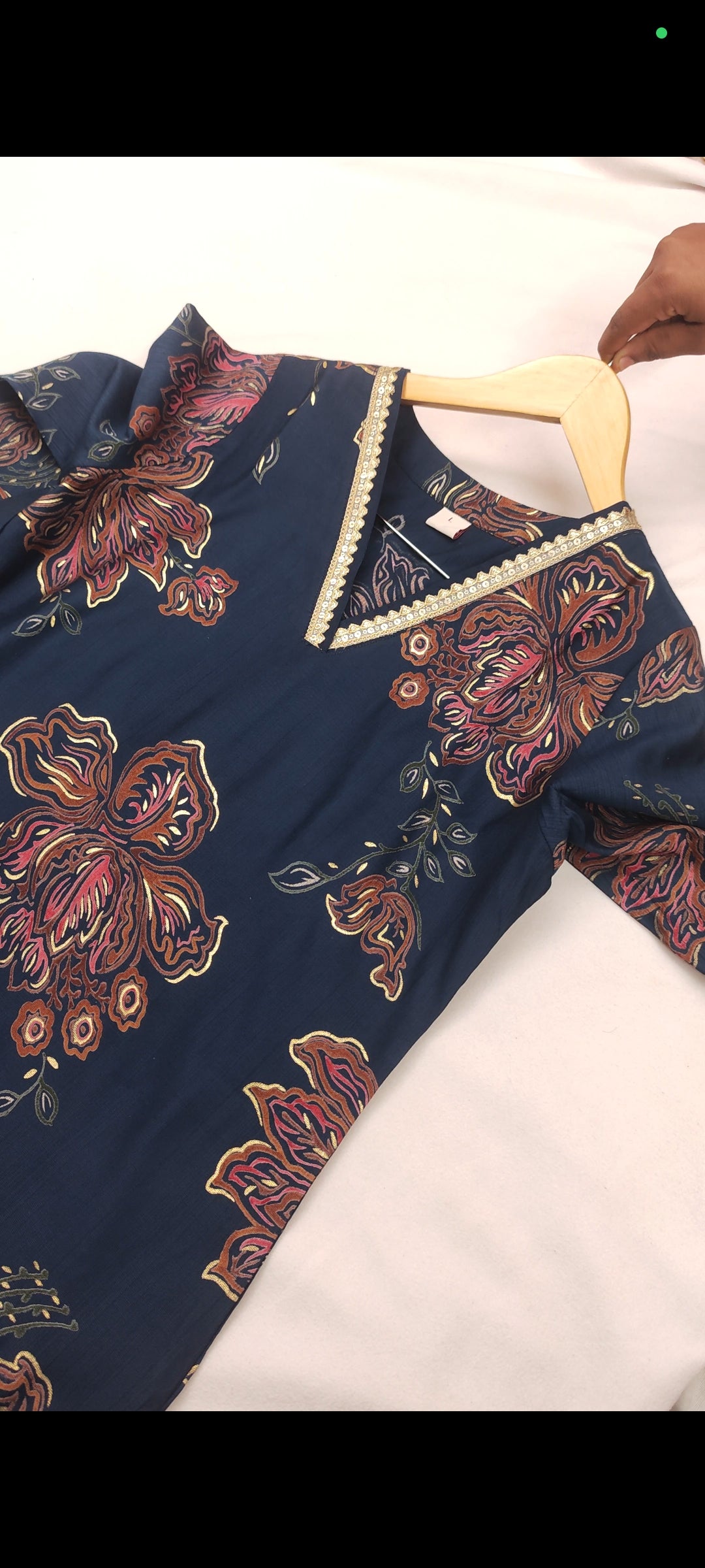 Stellar Navy | Trendy V Neck Cord Set